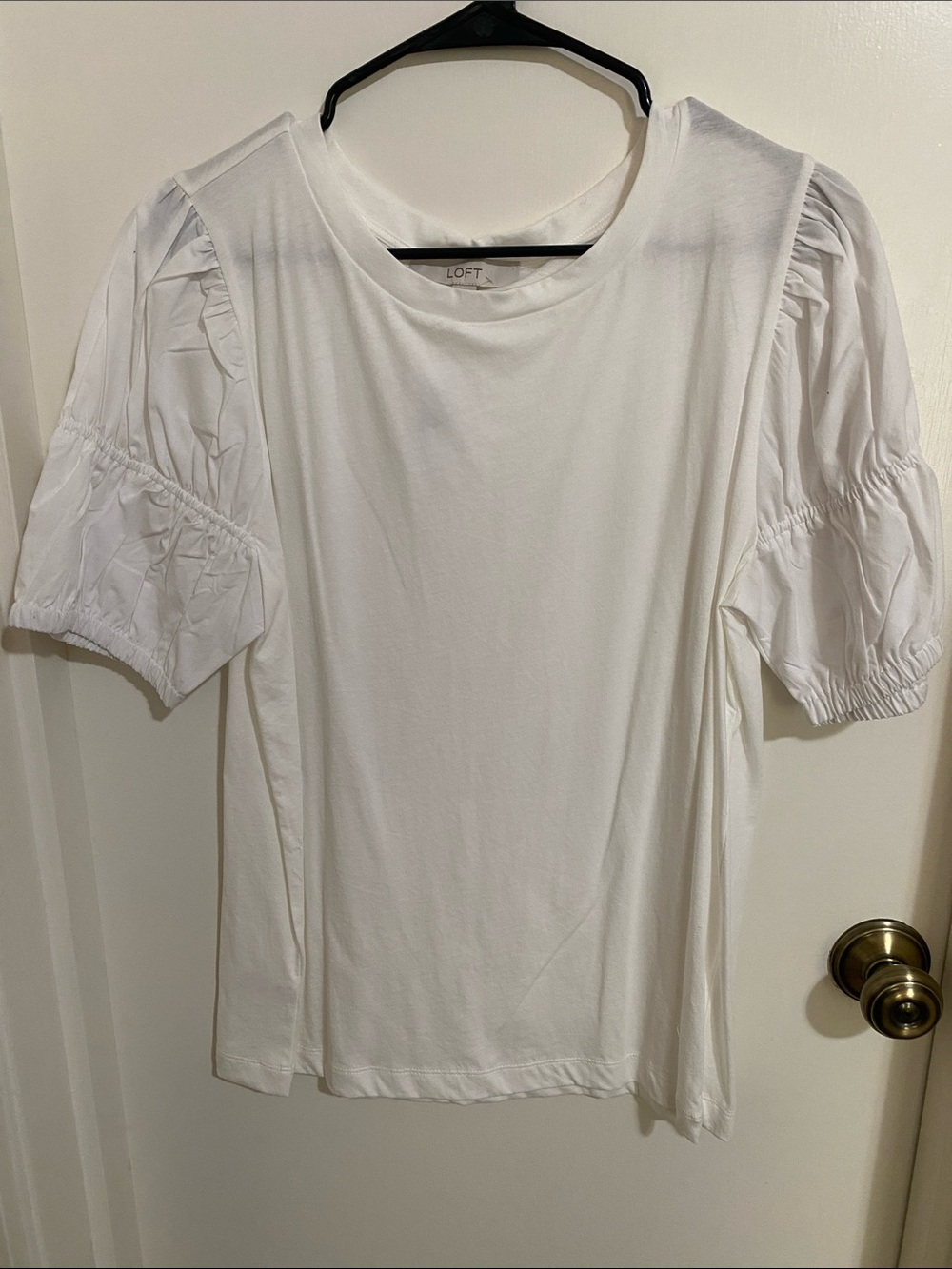 LOFT White Puff-Sleeve Tee
